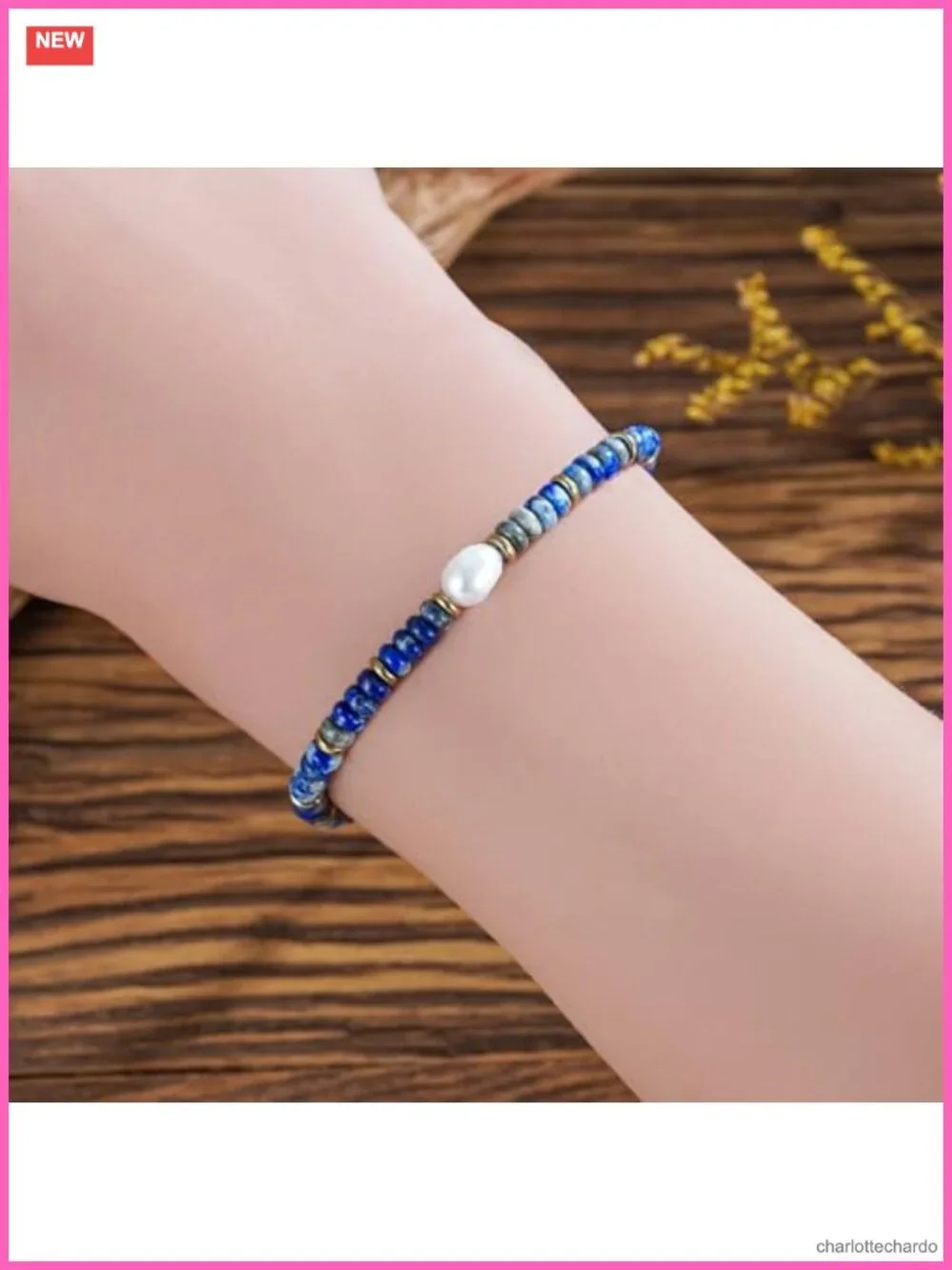 Natural Stone Beaded Strand Wrap Bracelet 18K Gold Plated Lobster Clasp